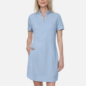 Legendary Outfitters Mini Dress Blue Sky Medium Quarter Zip Knit Dress Pockets